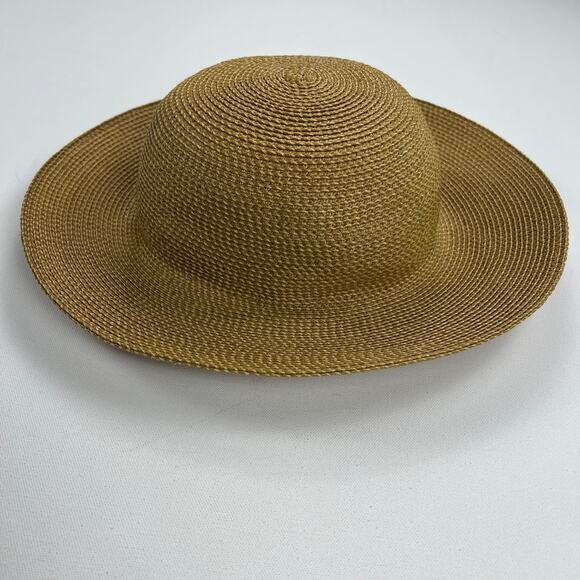 Eric Javits Classic Bucket/Cloche Hybrid Woven Raffia Sun Hat Wide Brim Camel - Picture 8 of 13